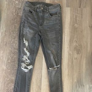 AE grey holy ankle skinny jeans